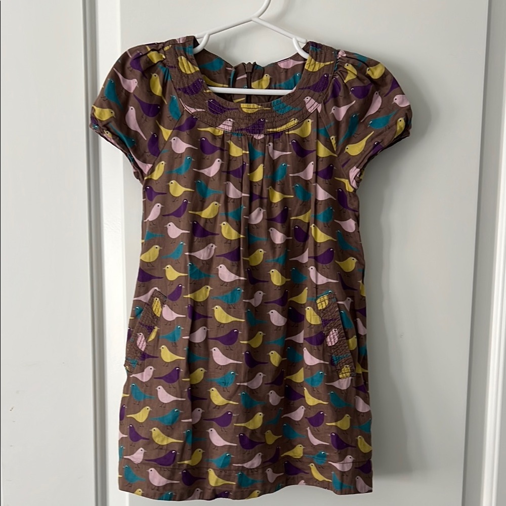 Mini Boden Bird Pattern 4-5 year Kids Dress